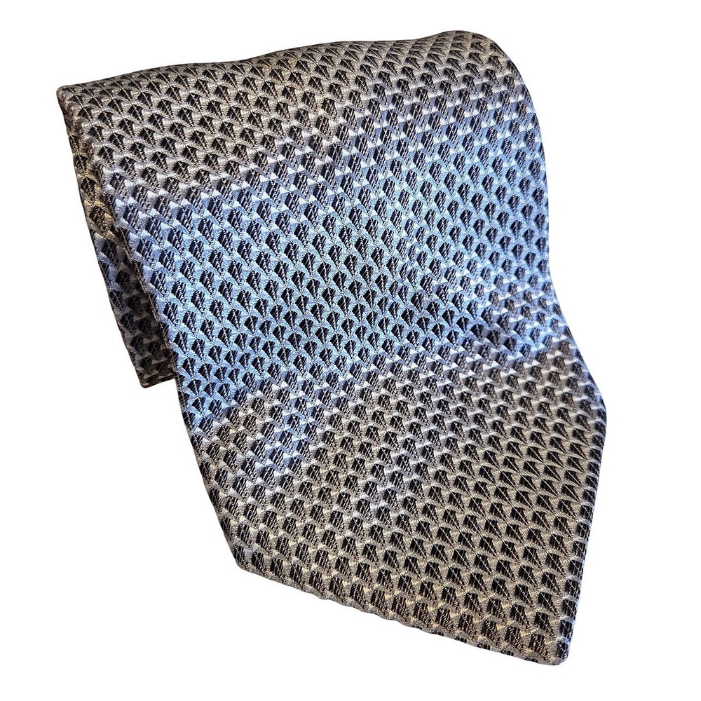 Di Moggio Men's Necktie Gray Silk Tie Textured Minimalist Quiet Luxury Modern